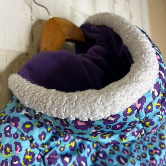 Pink Platinum Girls Hooded Leopad Print Jacket Coat Blue Purple Size 6X - Picture 3 of 11